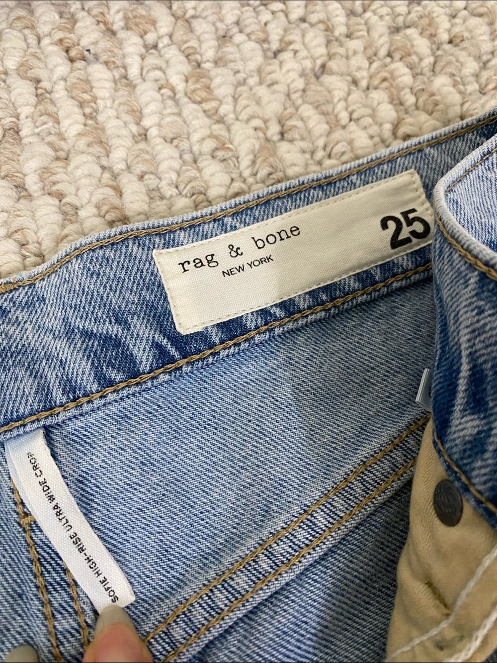 rag & bone Light Blue Wide-Leg Jeans with Frayed Hem - Picture 2 of 5